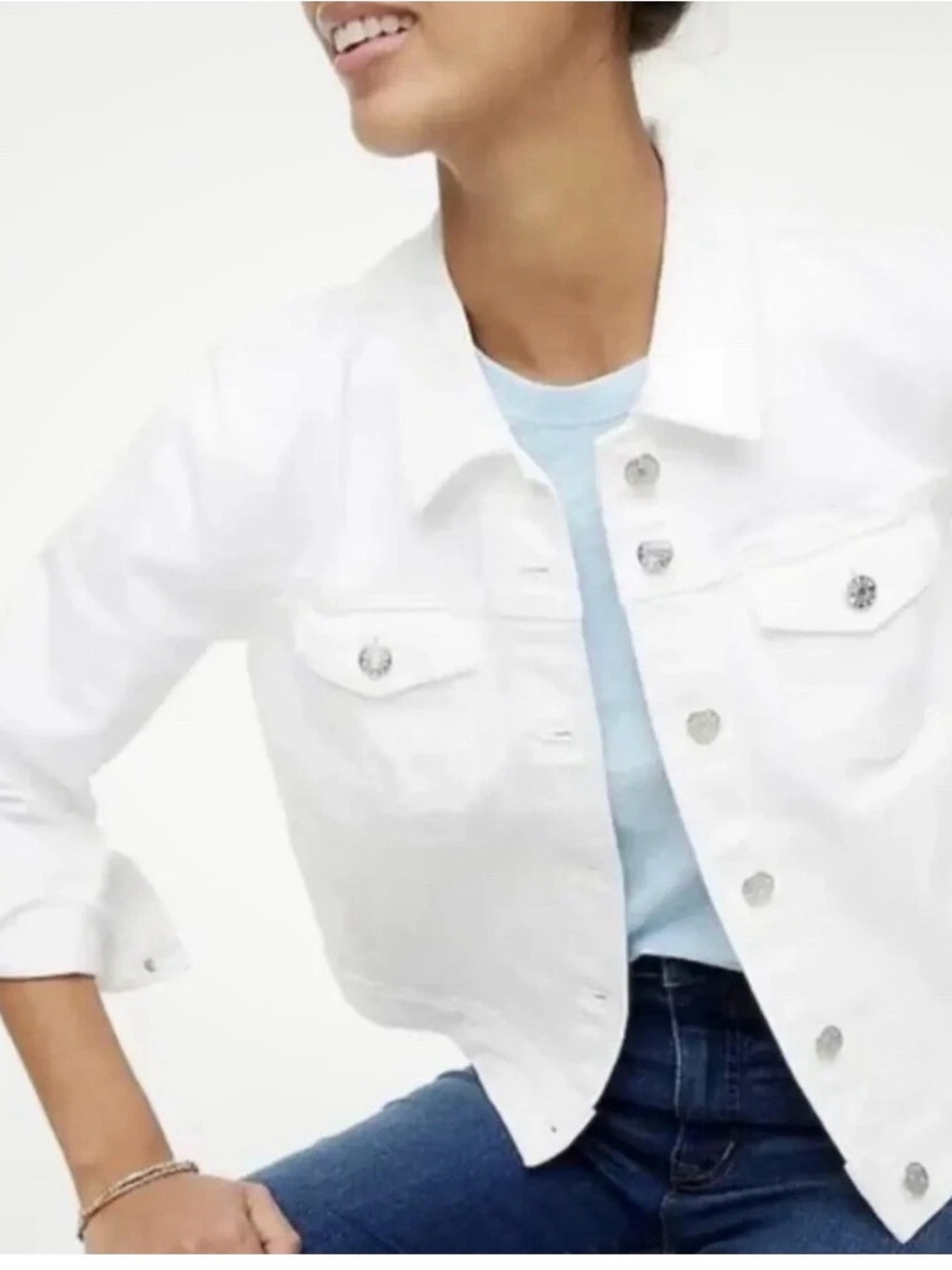 J Crew Factory White Denim Jacket NWT S